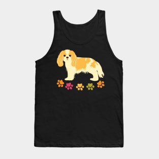 Cavalier King Charles Spaniel and Paw Print Tank Top